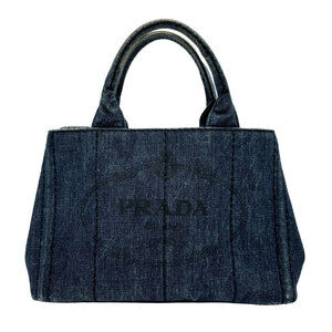 Prada Canapa Denim Handbag Indigo Blue
